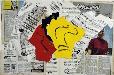 CARMASSI ARTURO Lucca 1925 Spartito 1976 tecnica mista e collage su carta...