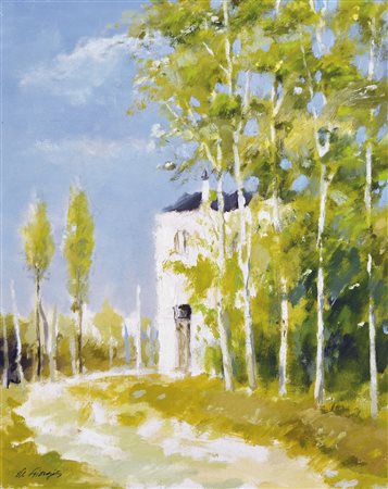 DE GIORGIS RENATO Treviso 1923 - 2009 Le betulle 1980 olio su tela 50x40...