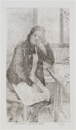 BARBISAN GIOVANNI Treviso 1914 - 1988 Donna con grembiule 1953 acquaforte es....