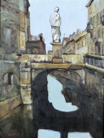 BOZZATO ATTILIO ACHILLE Chioggia 1886 - Cremona 1954 Ponte San Casimiro olio...