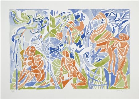 BASAGLIA VITTORIO Venezia 1936 Figure litografia es. 9/99 50x70 firma in...