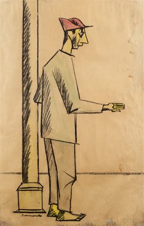 MORANDO PIETRO LUIGI Alessandria 1889 - 1980 Figura 1965 disegno a pastelli...