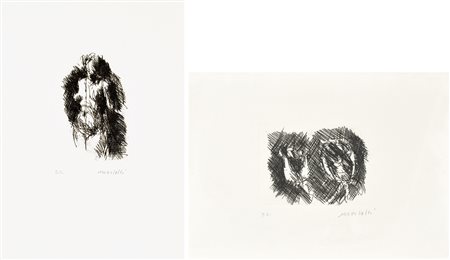 MORLOTTI ENNIO Lecco 1910 - Milano 1992 Soggetti vari lotto di 2 acqueforti...