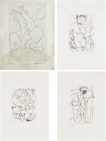 MASTROIANNI U. - MANFREDI A. Soggetti vari lotto di 4 acqueforti firma e...