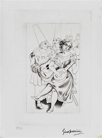 SEVERINI GINO (D'APRES) Cortona 1883 - Parigi 1966 Maschere acquaforte es....