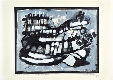 CASALINI MIRCO senza titolo 1970 tecnica mista su carta 40x50 firma data e...