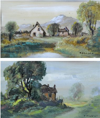 TASSINARI Paesaggi lotto di 2 olii su lastra 7x12 cad. entrambi firmati