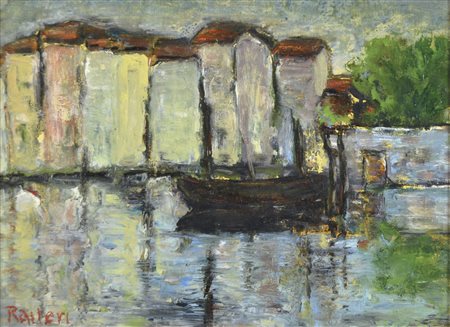 RAITERI Paesaggio olio su cartone telato 24x34 firma in basso a sinistra