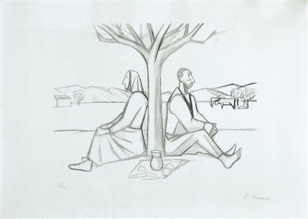 MORANDO PIETRO LUIGI Alessandria 1889 - 1980 Figure litografia es. 31/90...