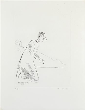MORANDO PIETRO LUIGI Alessandria 1889 - 1980 Mendicante 1978 acquaforte es....