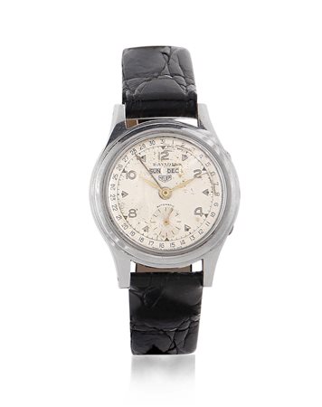 HEUERHEUER PER BAYLOR CALENDARIO COMPLETO ANNI '50.C. in acciaio con fondello...