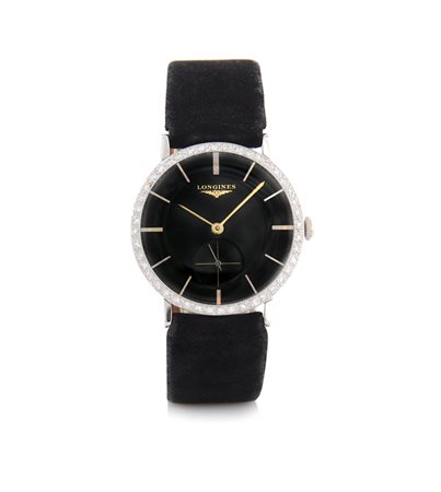LONGINESLONGINES ANNI '60. C. in oro bianco 18 kt con lunetta in brillanti ....