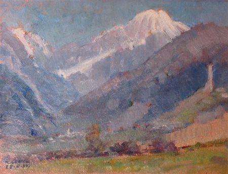 LEONE ROBERTO Tronzano (VC) 1891-1975 Torino "Il Bianco visto da Morgex" 1967...