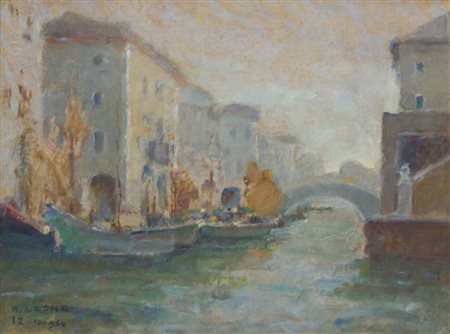 LEONE ROBERTO Tronzano (VC) 1891-1975 Torino "Scorcio di Venezia" 1964 16x21...