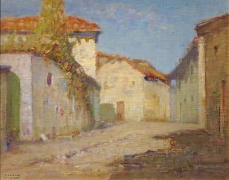 LEONE ROBERTO Tronzano (VC) 1891-1975 Torino "Scorcio paesano" 1961 31x38...