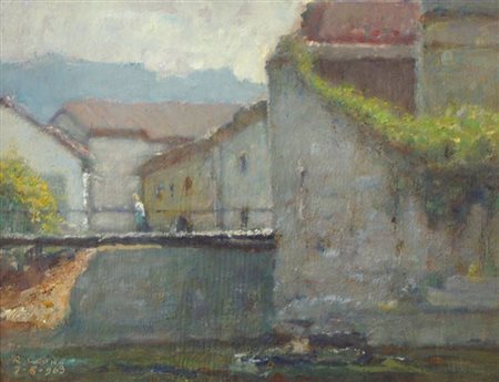 LEONE ROBERTO Tronzano (VC) 1891-1975 Torino "Case di montagna" 1963...