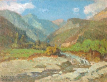 LEONE ROBERTO Tronzano (VC) 1891-1975 Torino "Paesaggio a Forno di Coazze"...