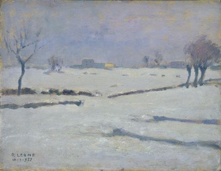 LEONE ROBERTO Tronzano (VC) 1891-1975 Torino "Neve (basse di Stura)" 1957...