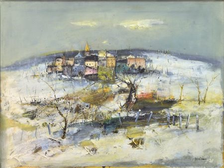 GARINO PIERO Leinì (TO) 1922 - 2009 Torino "Paesaggio" 60x80 olio su tela...