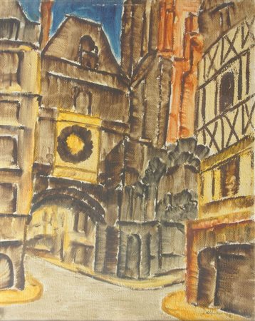 PITTORE NON IDENTIFICATO "Centro storico di un borgo tedesco" 1972 60x50...