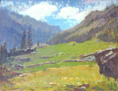 LEONE ROBERTO Tronzano (VC) 1891-1975 Torino "Paesaggio montano" 1955...