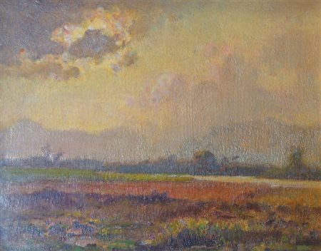 LEONE ROBERTO Tronzano (VC) 1891-1975 Torino "Paesaggio autunnale" 18x23 olio...