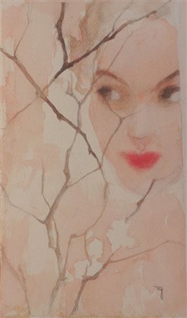 GOLIA (Eugenio Colmo) Torino 1885 - 1967 "Alba" 1952 34 x 19,5 acquerello su...