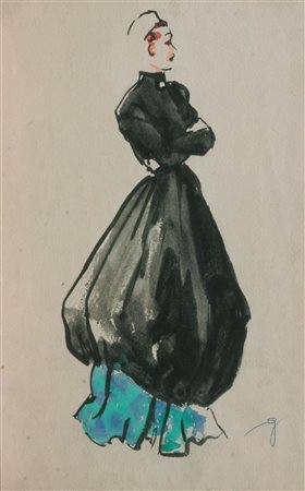 GOLIA (Eugenio Colmo) Torino 1885 - 1967 "Palloncino" 1951 29 x 18,5 tempera...