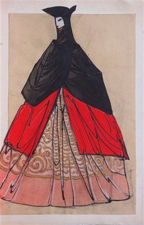 GOLIA (Eugenio Colmo) Torino 1885 - 1967 "Carnevale veneziano" 37,5 x 24,5...