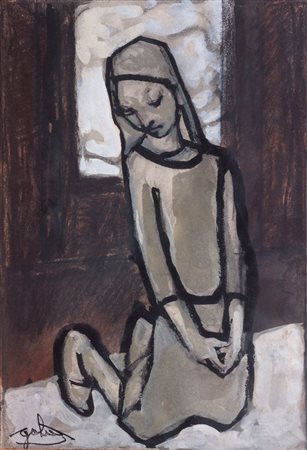 GOLIA (Eugenio Colmo) Torino 1885 - 1967 "Orante n. 12" 44,7x29,5 tecnica...