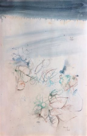 EANDI FERNANDO Torino 1926 "Uomo nel prato" 1968 51x34 tecnica mista su carta...