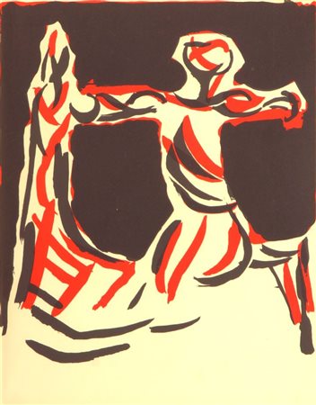 MARINI MARINO Pistoia 1901 - 1980 "Cavallo e cavaliere" 1967 31x24 litografia...