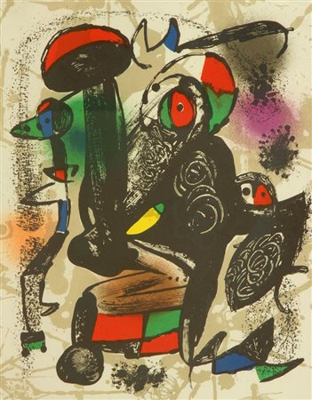 MIRO' JOAN E 1893 - 1983 "Senza titolo" 31,5x24,5 litografia a colori Tavola...