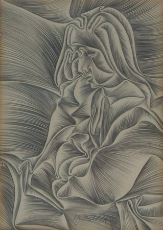 BAUMGARTNER FRITZ A 1929 - 2006 "Figura" 29x20 matita su carta Opera firmata...