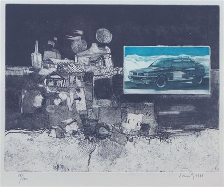 EANDI FERNANDO Torino 1926 "Lancia Delta HF integrale" 1988 70x50 foglio,...