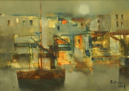 BETTARINI LIDO Sesto Fiorentino (FI) 1927 "Il cigno" 1975 50x70 olio su tela...