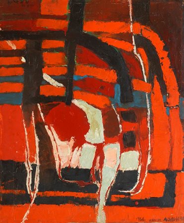 HIROAKI ASAHARA Tokio 1944 "Senza titolo" 1966 60x50 olio su tela Opera...