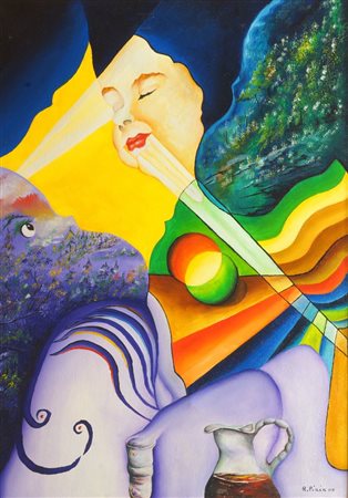 PIAIA ROBERTO Moriago della Battaglia (TV) 1961 "Sogno" 2000 70x50 olio su...