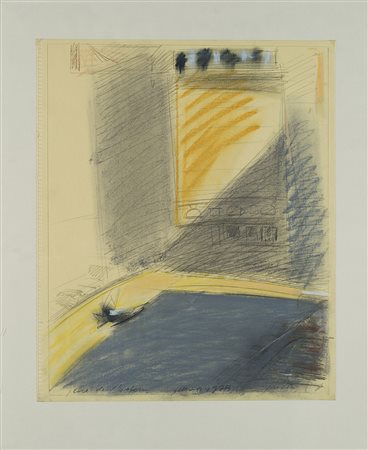 Piero Guccione (Scicli 1935) - "Place de l'odeon" 1979 tecnica mista su...