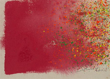 Chin Hsiao (Shanghai 1935) - "Vento cosmico-38" acrilico su tela, cm 25x35...