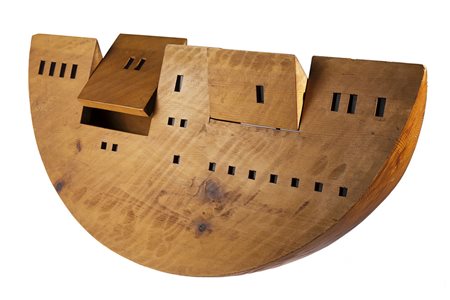 Giuseppe Rivadossi (Nave 1935) - "Arca" anni '70 scultura in legno, cm 26x59...
