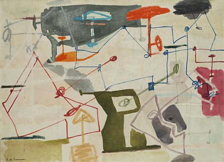 Eugène De Kermadec (Parigi 1899 - 1976) - "Plan pour Anne" 1963 olio su tela,...