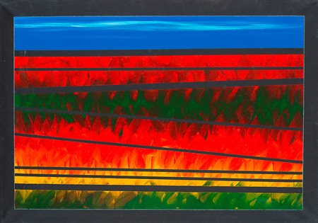 Franco Angeli (Roma 1935 - 1988) - "ROSSO AUTO" 1986-88 tecnica mista su...