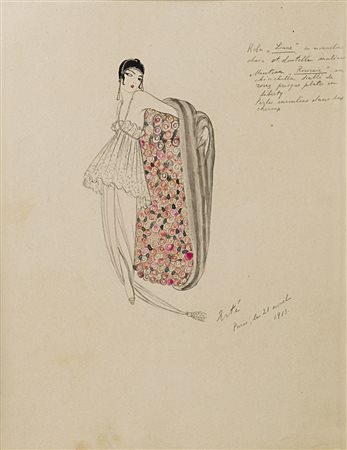 Erté (San Pietroburgo 1892 - Parigi 1990) - "Costume" 1913 tecnica mista su...