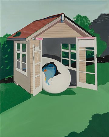 Silvio Pasotti (Bergamo 1933) - "La casa matta n.4" 1971 acrilico su tela, cm...