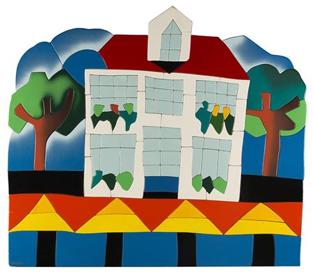 Ugo Nespolo (Mosso Santa Maria 1941) - "Così carino..." acrilici e intarsi di...