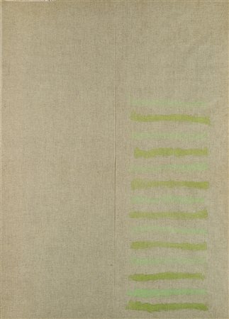 Giorgio Griffa (Torino 1936) - "Verticale" 1969 tecnica mista su tela, cm...