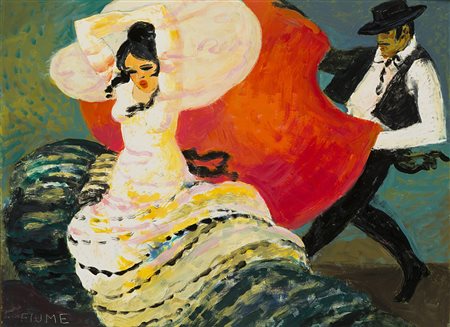 Salvatore Fiume (Comiso 1915 - Milano 1997) - "Senza titolo" olio su tavola,...