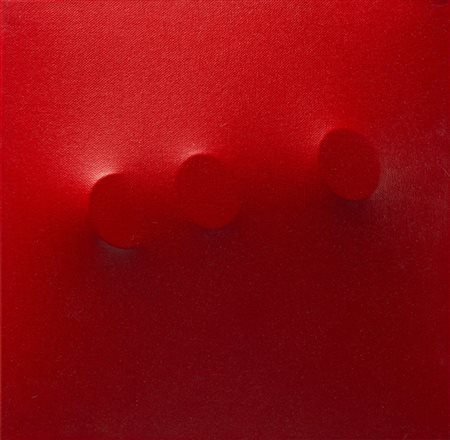 Turi Simeti (Alcamo 1929) - "Tre ovali rossi" 2011 acrilico su tela sagomata,...