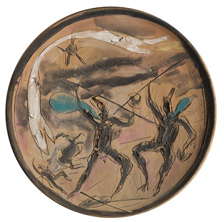 Lucio Fontana (Rosario Di Santa Fé 1899 - Comabbio 1968) - "Battaglia" 1950...